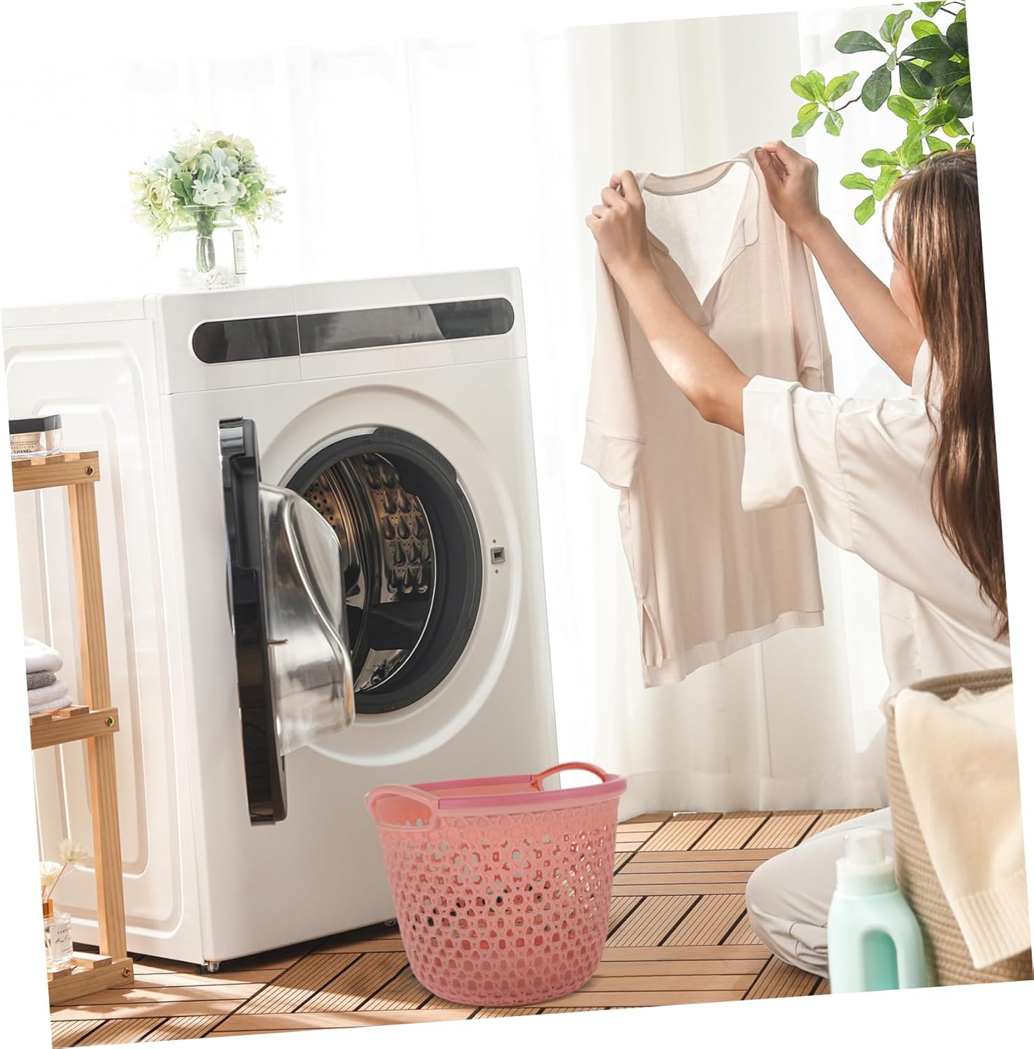 Portable Laundry Hamper with Handle Medium Lightweight Clothes Basket Organizer for Bathroom and Bedroom Storage Capacity Sundries Carrier