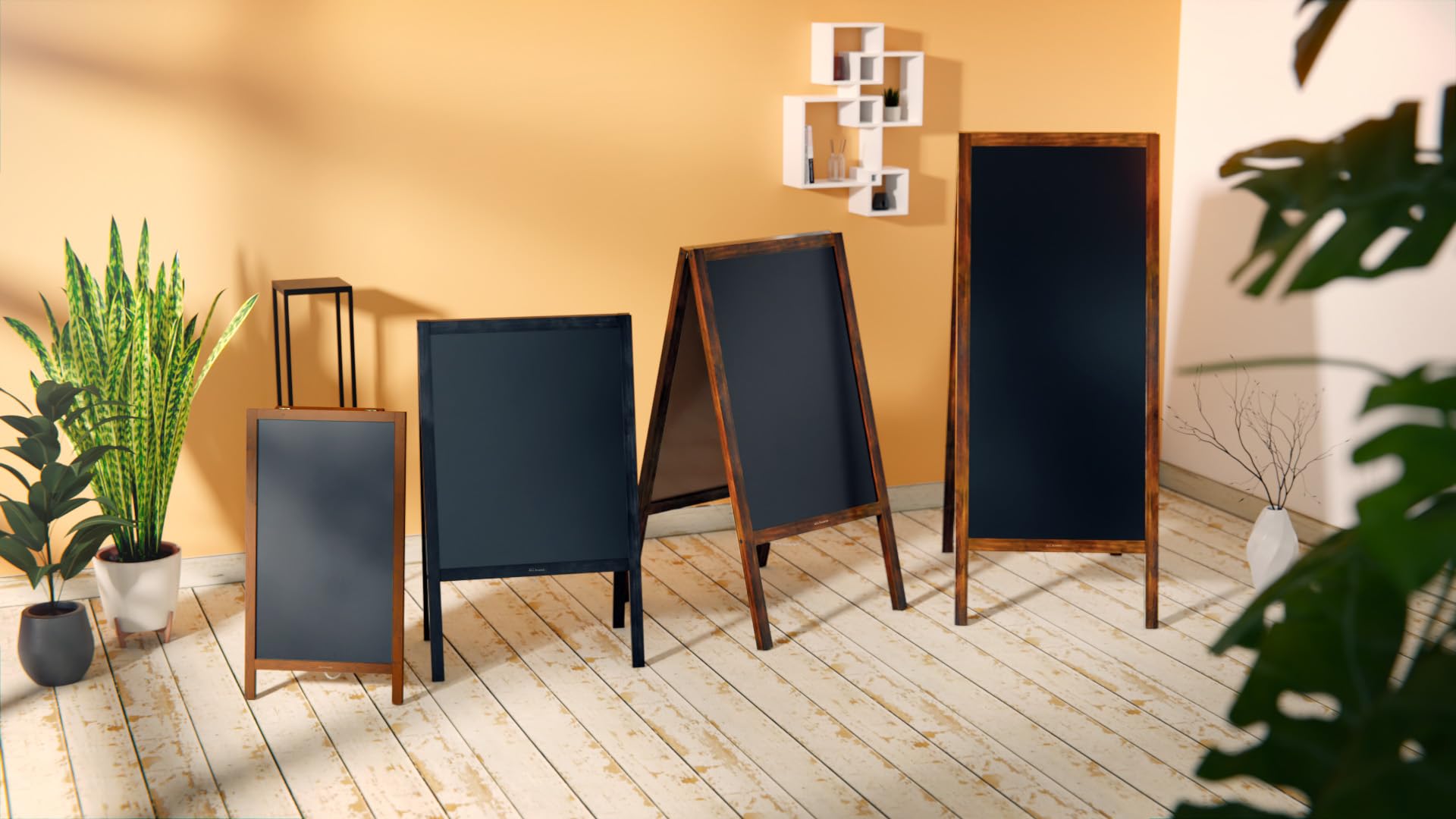 ALLboards Magnetischer Kundenstopper mit Kreideoberfläche, wasserfest 80x45 cm, SCHWARZ