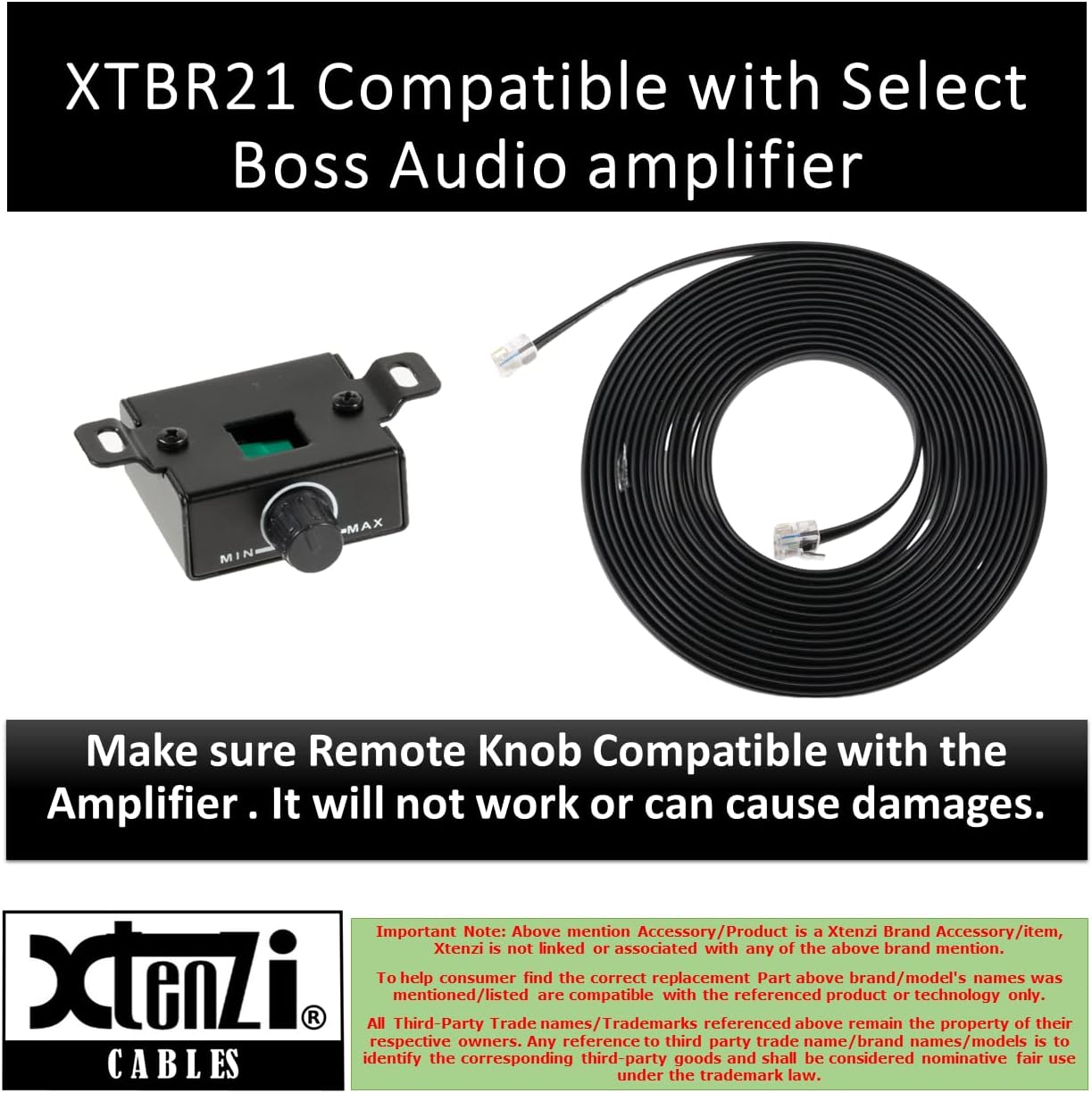 Xtenzi Amplifier Replacement Bass Knob Control Remote XTBR21 Compatible with Boss Audio Amplifiers