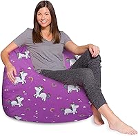 Vista 313 de Posh Creations - Puff para niños, adolescentes y adultos, incluye funda extraíble y lavable a máquina, tamaño grande de 38 pulgadas, lona con diseño