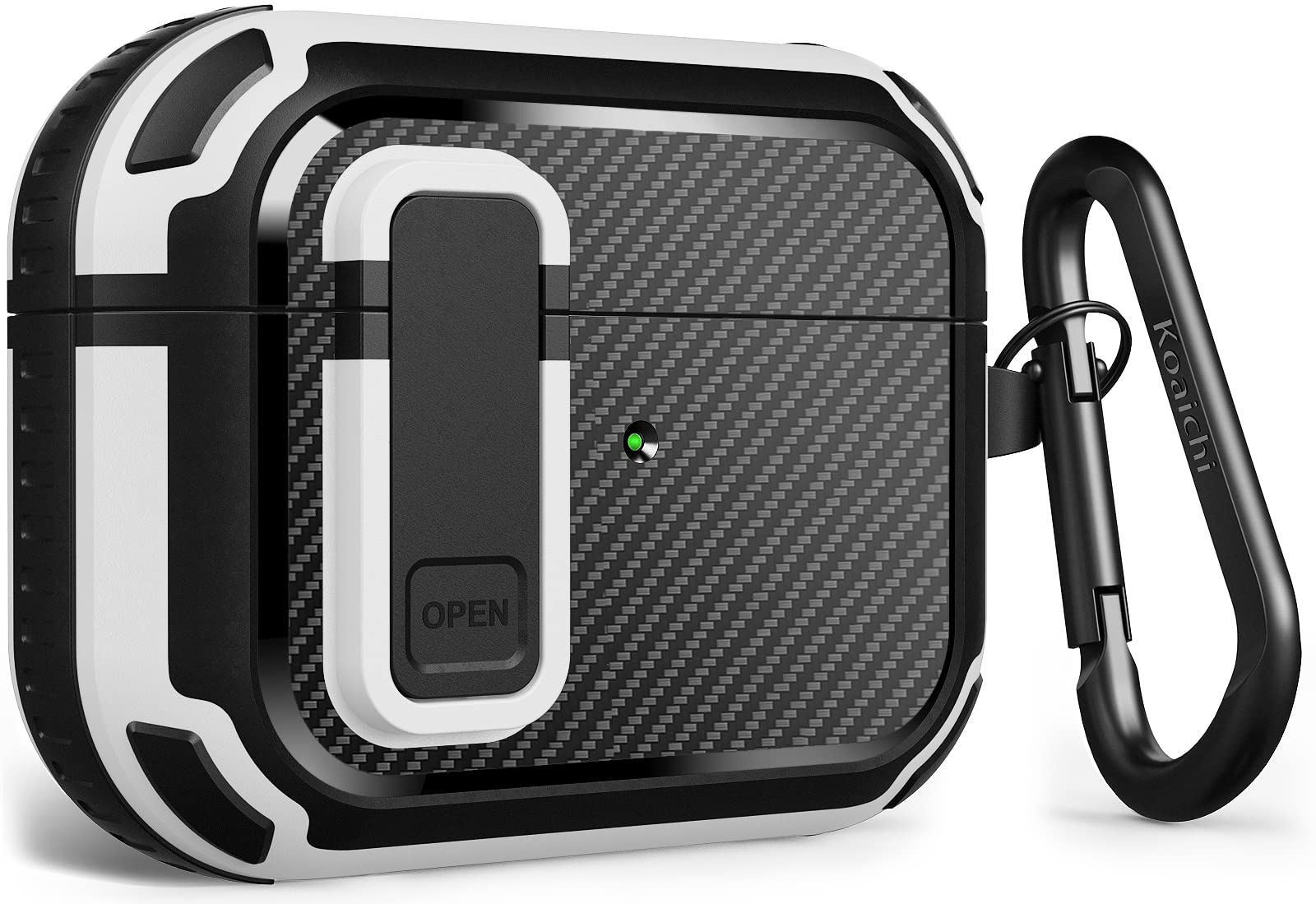 Koaichi for AirPods Pro(2nd/1st Generation) Case, Full-Body Ultra-Hard Shell Protective Cover with Lock, Powerful Drop Protection, Well Built Case Designed for AirPods Pro (2022/2019), Black/White