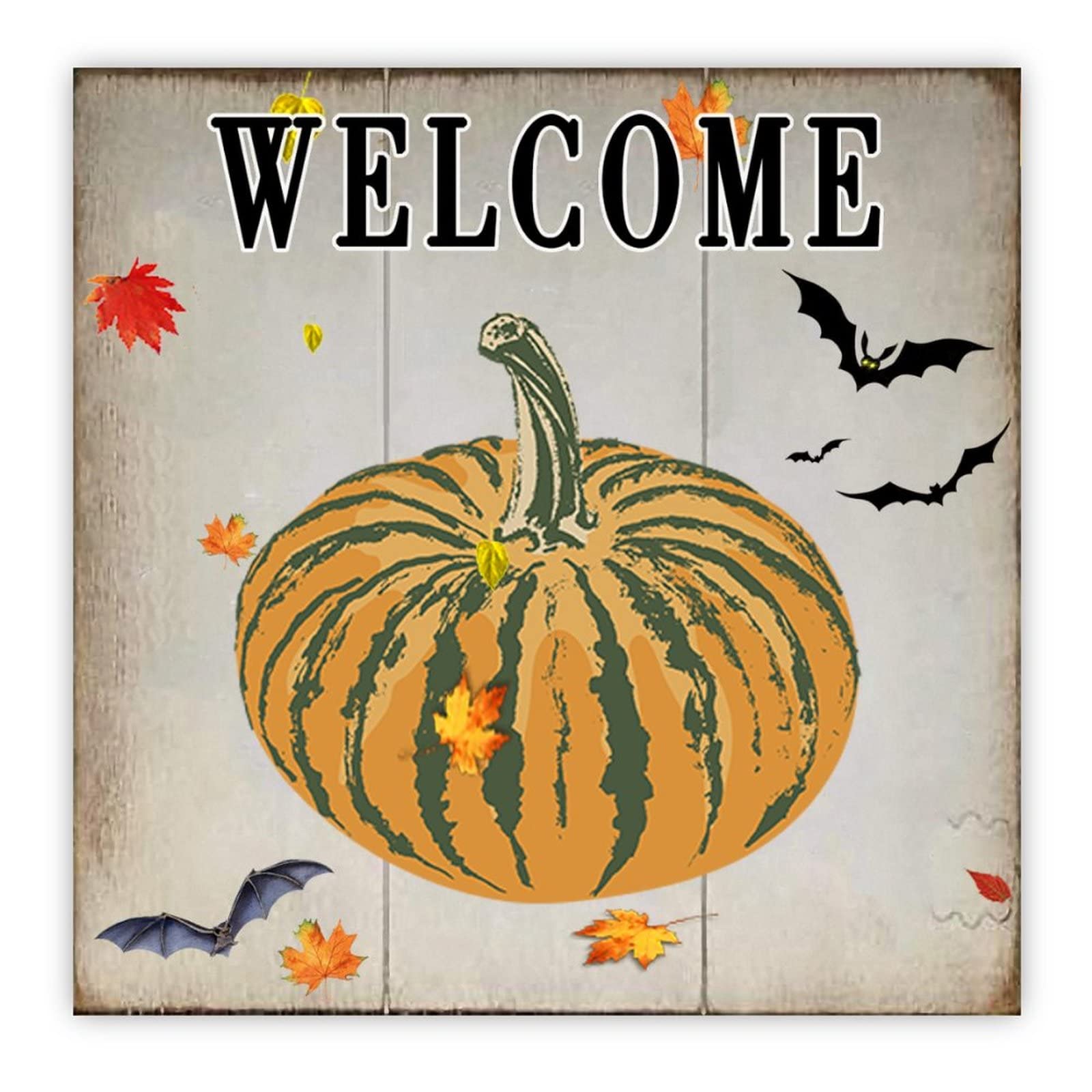 Panneau de bienvenue citrouille en bois pour réchauffer l'ambiance familiale d'Halloween