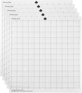 Tapete de corte de substituição Tapete adesivo transparente Cricut com grade de medição 12 por 12 polegadas para Silhouette Cameo Cricut Explore Plotter Machine 5PCS