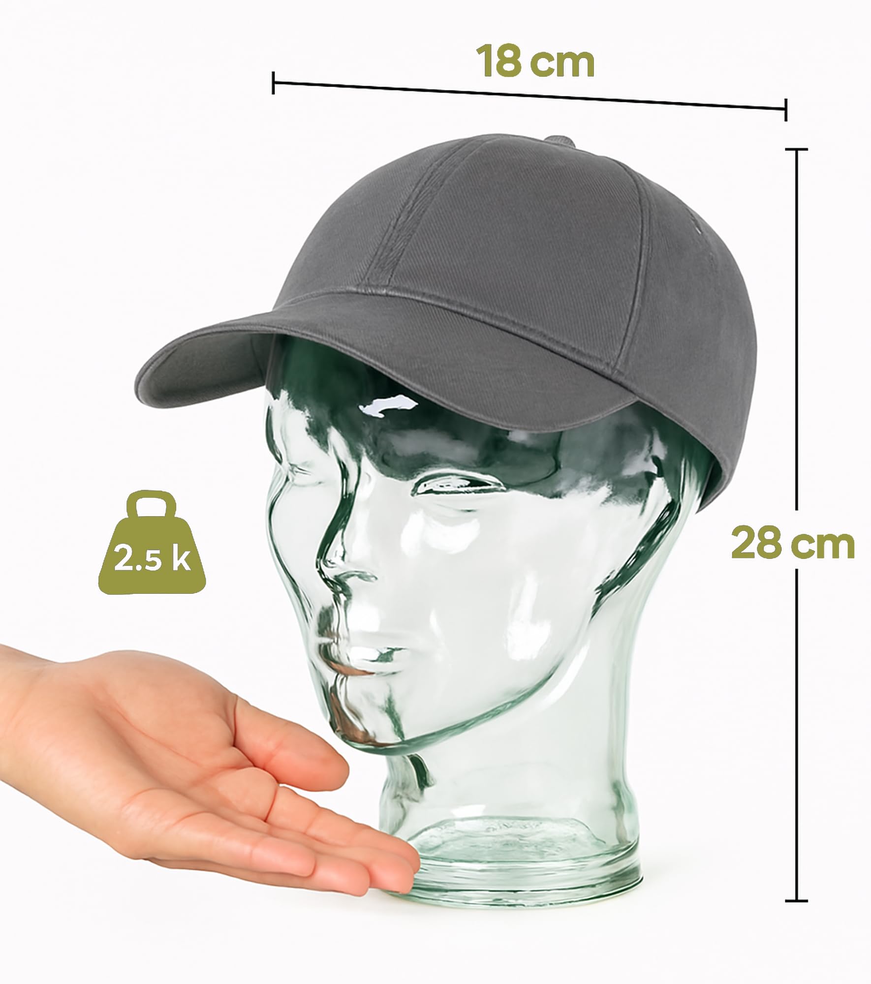 Testa di Manichino di vetro per Caschi Cappelli e Gioielli - Testina porta accesori manichino uomo || Espositore Decorativo per Vetrine e Conservazione di Accessori