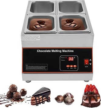 Chocolate Melting Machine, 26.46 lbs Chocolate Melting Pot with TEMP Control 32-203F, 500W Chocolate Warmer, Chocolate Melter For Chocolate/Milk/Cream 4 Tanks