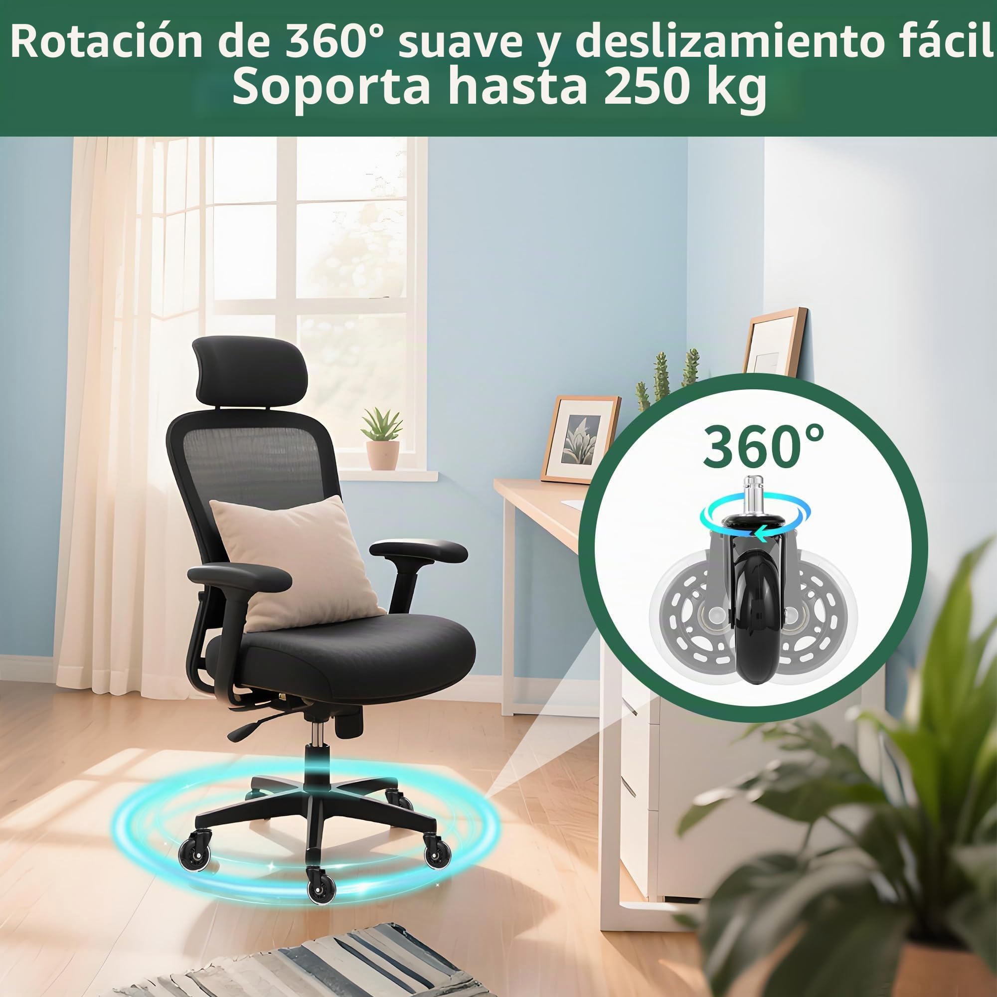 5 piezas Ruedas Silla Oficina, Ruedas para sillas oficina 11 mm x 22 mm, MAX 300kg, Rotación suave y ultra silenciosa de 360 ​​grados, para Pisos duros, paneles, alfombra, laminado y azulejos