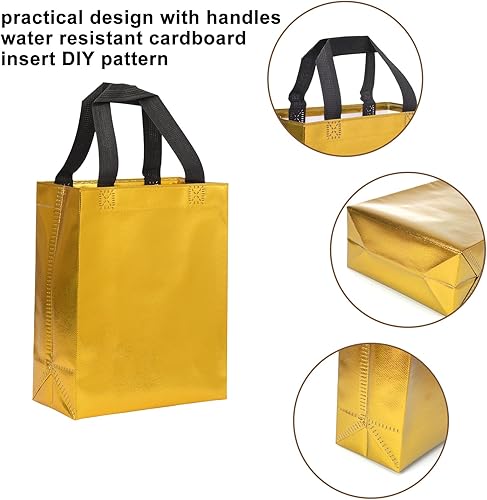 Miniatura 3 de Moretoes 16 bolsas de regalo coloridas de tamaño mediano, bolsas de regalo reutilizables con asas, perfectas para cumpleaños, fiestas, compras y