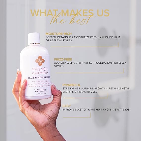 Shedavi Leave In Deep Conditioner For Hair Growth & Breakage 12 fl oz - Detangling Leave in for Dry Damaged Hair - Leave In Conditioner for Women Men Soften and Moisturize Hair Free from Parabens