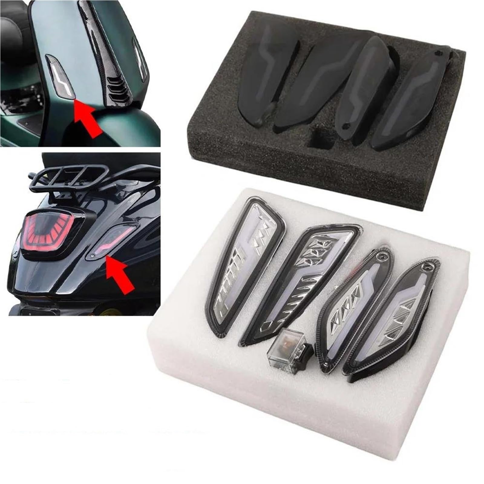 Moto Indicadores Intermitentes LED Para Motocicleta Para PIAGGIO Para Vespa Primavera 50 125 150 (2013-2023) Intermitentes Luz De Señal De Giro(Color1)