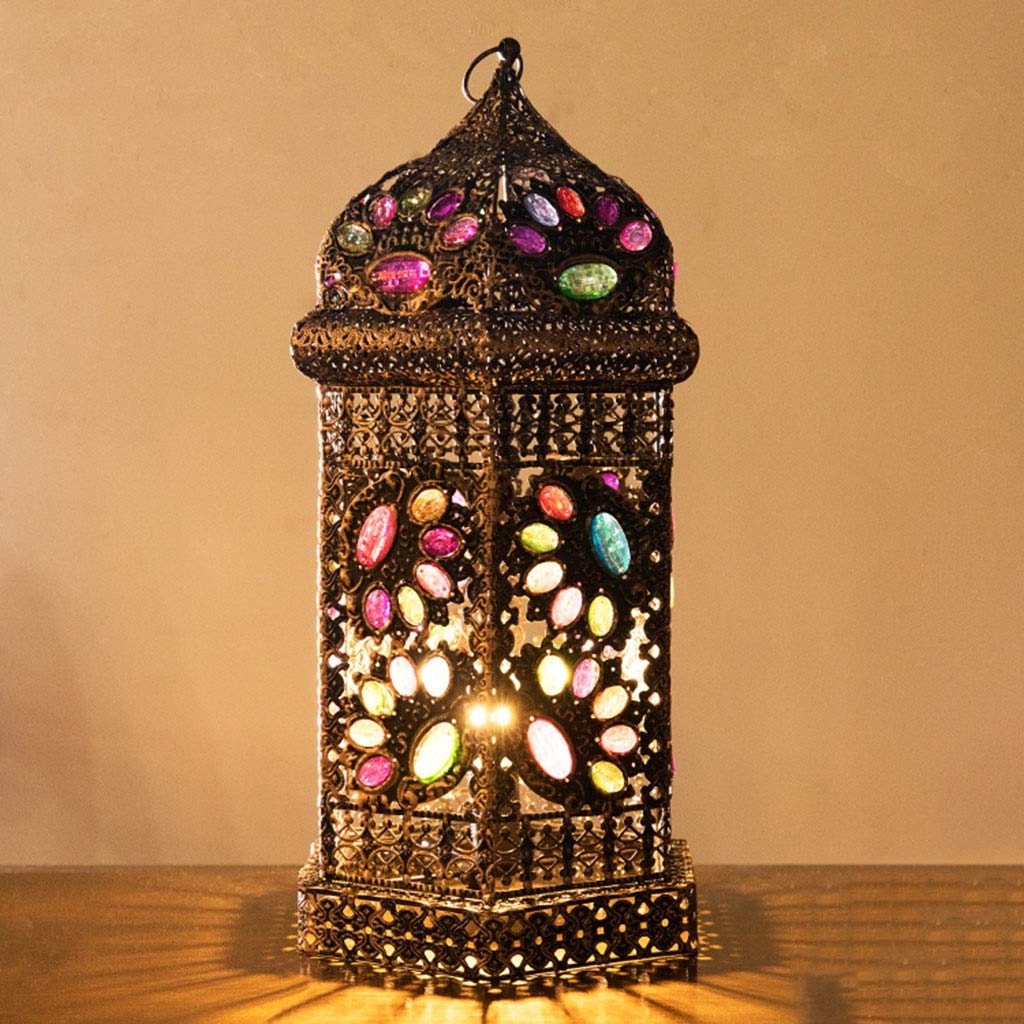 Lampe de bureau rétro luminaire vintage vitrail fer forgé nordique