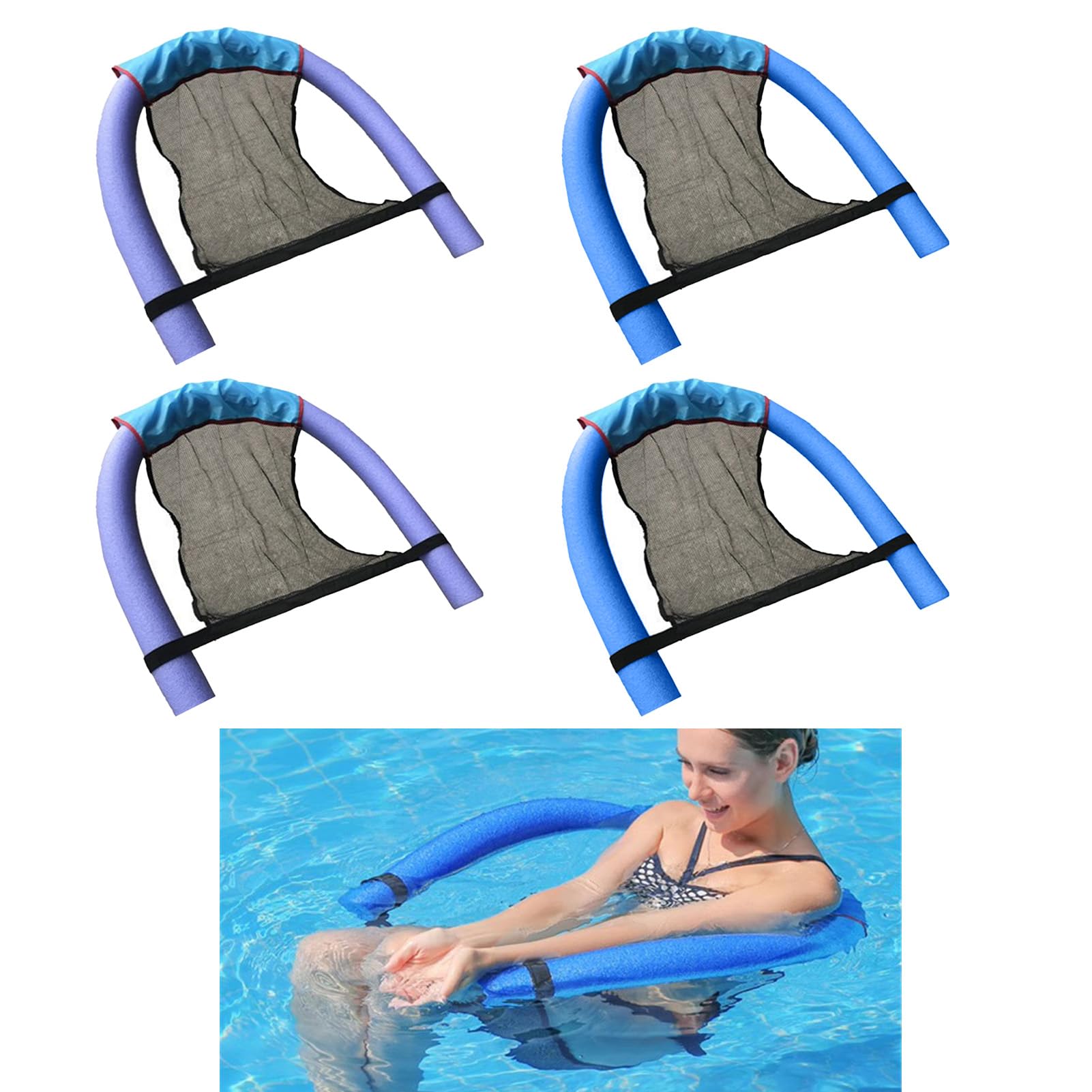 4pcs Pool Noodle Chair Pool Sling Chair Pool Noodle Seat U Shaped Mesh Chairs