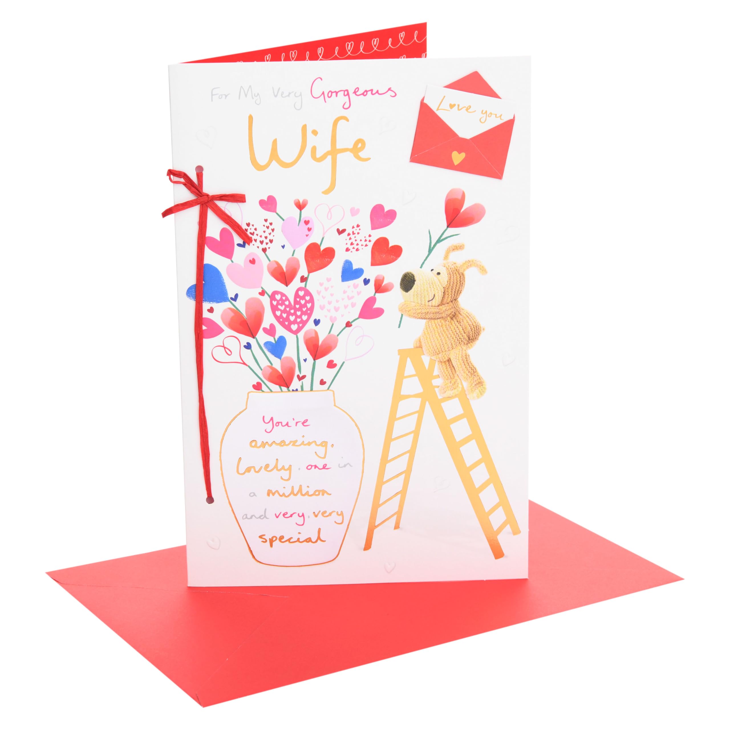 Boofle | Valentine's Day Card for Wife | I Love You Presents | Her, Girls, Women | Cute Design | With Envelope | 16.5 x 25.4 cm