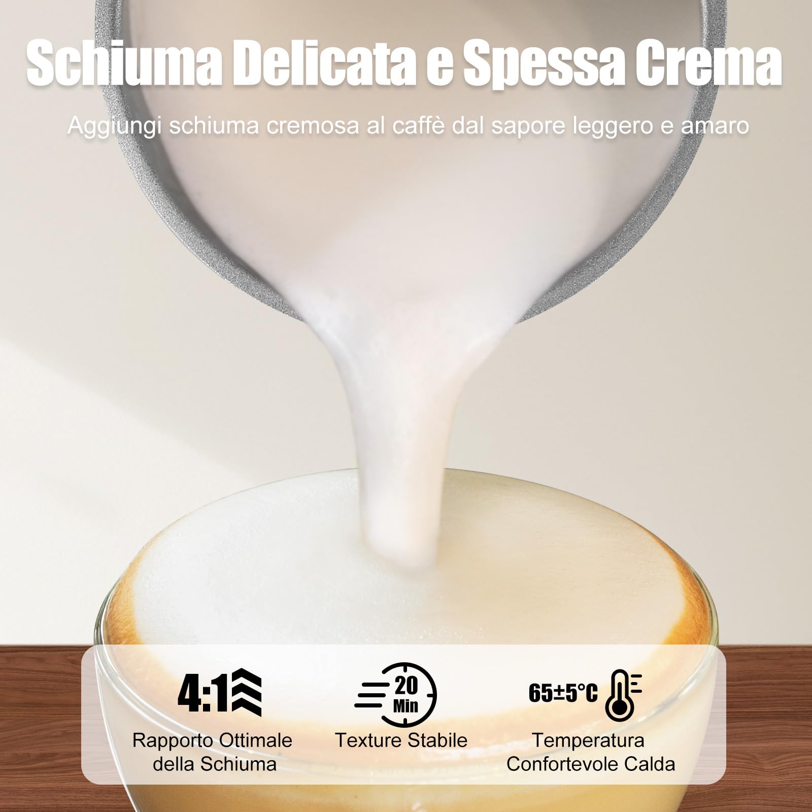 Ovetedot Montalatte Elettrico, 4-in-1 Montalatte Elettrico Cappuccino, 400ml Grande Capacità, Scaldalatte per Latte Caldo e Freddo, Schiumatore per Cappuccino, Latte, Macchiato(Nero)