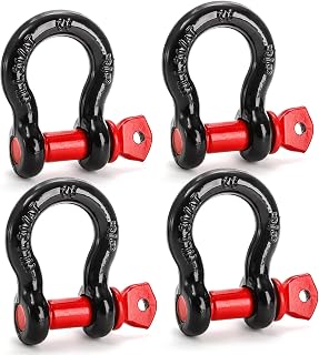 Bekith 4-Pack 5/8" D-Ring Shackles 3.25 Ton Capacity 3/4" Pin Heavy Duty for Off-Road Towing Winch Recovery