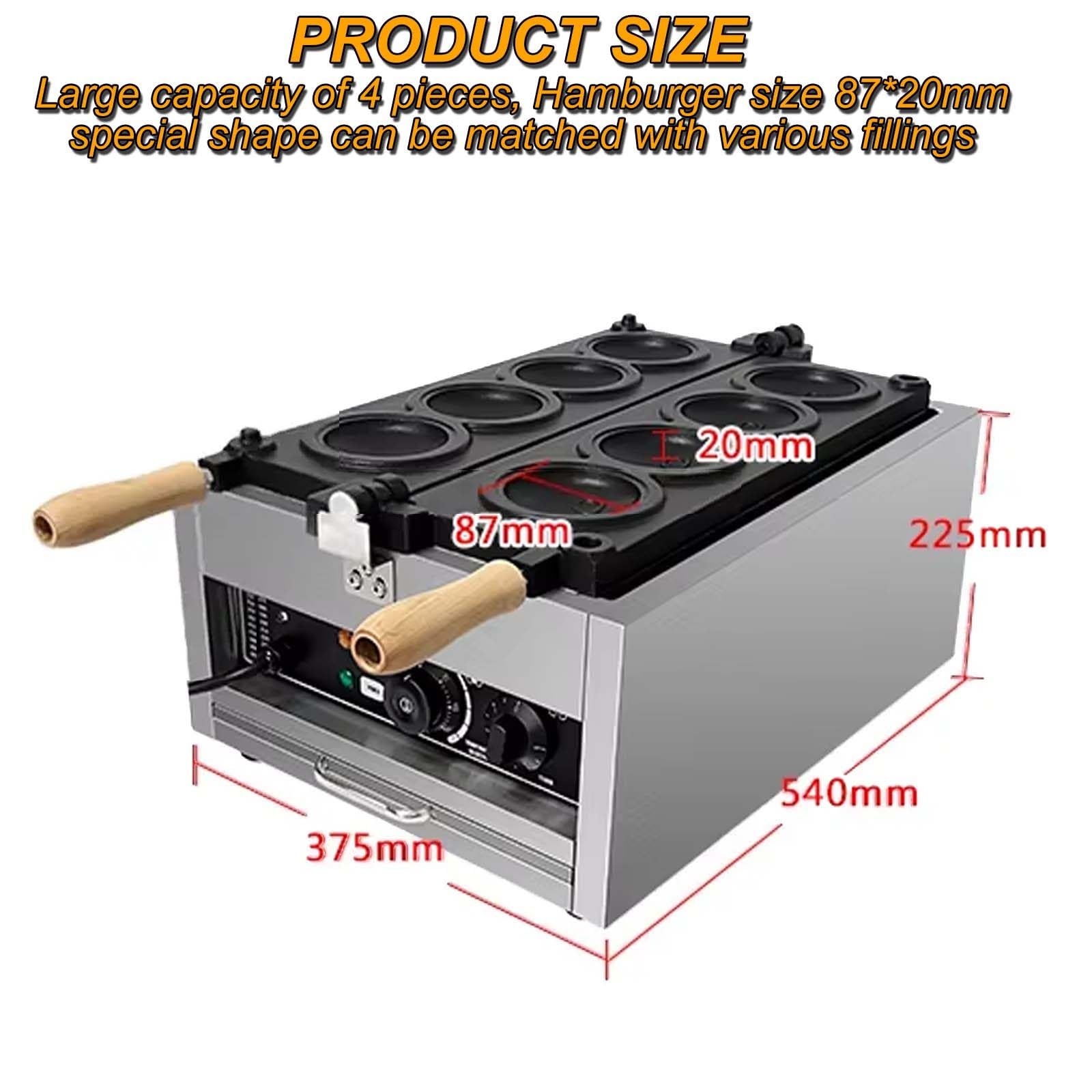 Macchina per waffle commerciale, macchine per snack da 3000 W, macchina per waffle a monete, con rivestimento antiaderente, regolabile da 50 a 300 °C, adatta per la preparazione di dessert fatti