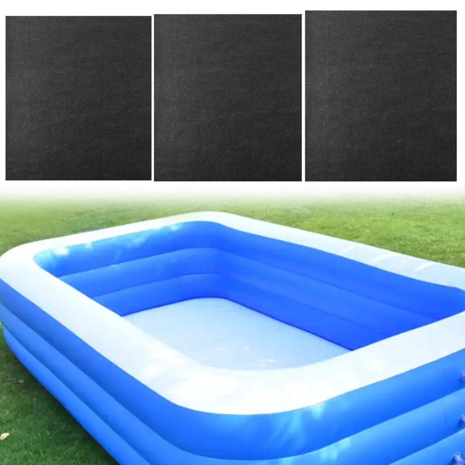 Esterilla protectora de suelo de fieltro para piscina, 3 x 2 m, color negro, resistente al desgarro y antideslizante, base de poliéster para piscina de suelo, impermeable para interior y exterior