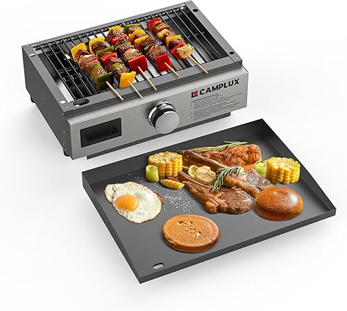 Miniatura 12 de CAMPLUX Horno de pizza de 17 pulgadas para parrilla con bolsa de almacenamiento y piedra de cordierita de 14.8 x 13 pulgadas, termómetro integrado