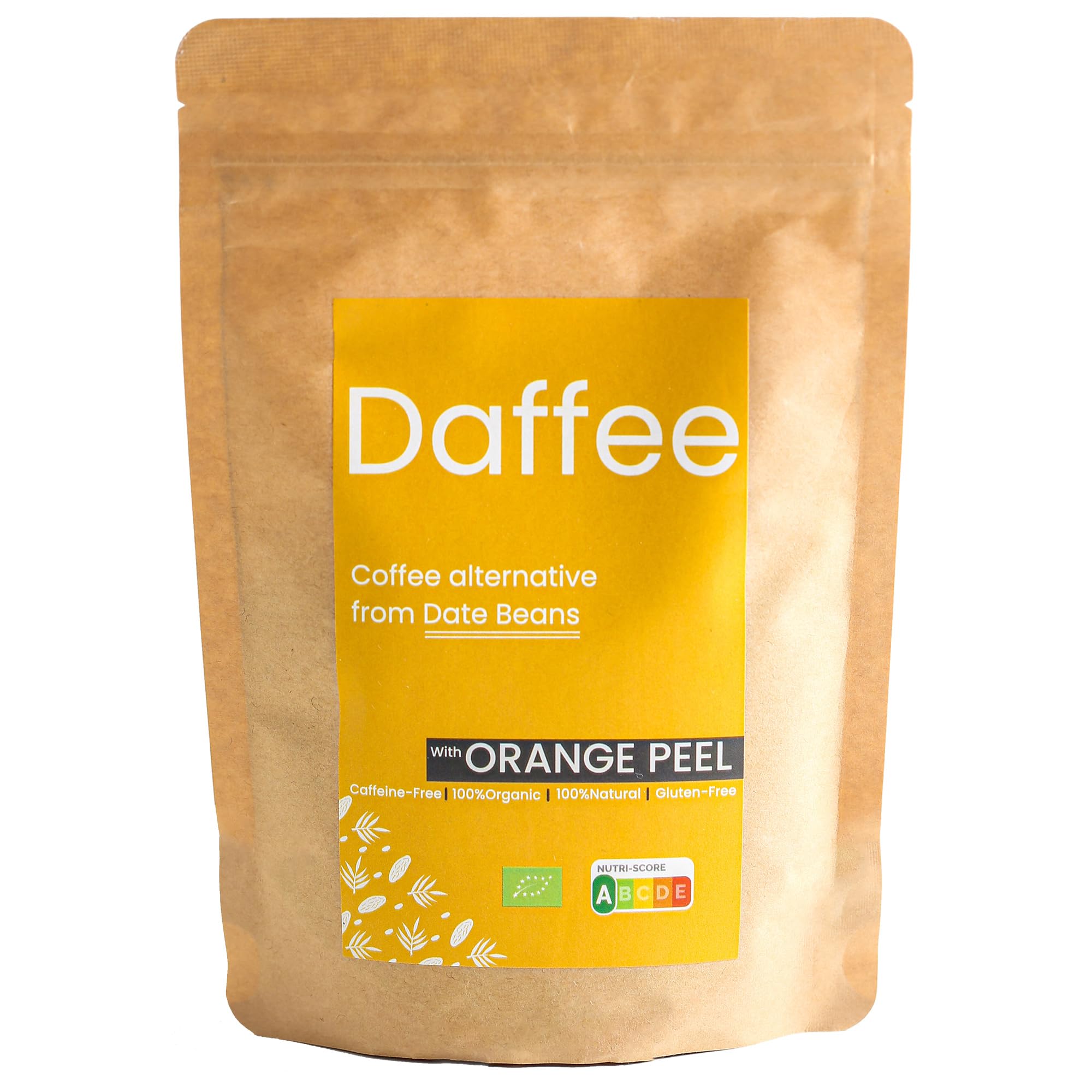 DaffeeCoffee Alternative made from Ground Organic Date Beans | Natural Orange Peels | Natural Caffeine Free Coffee Replacement – Decaf Coffee Substitute - No CAF | Nutri Score A, 125g