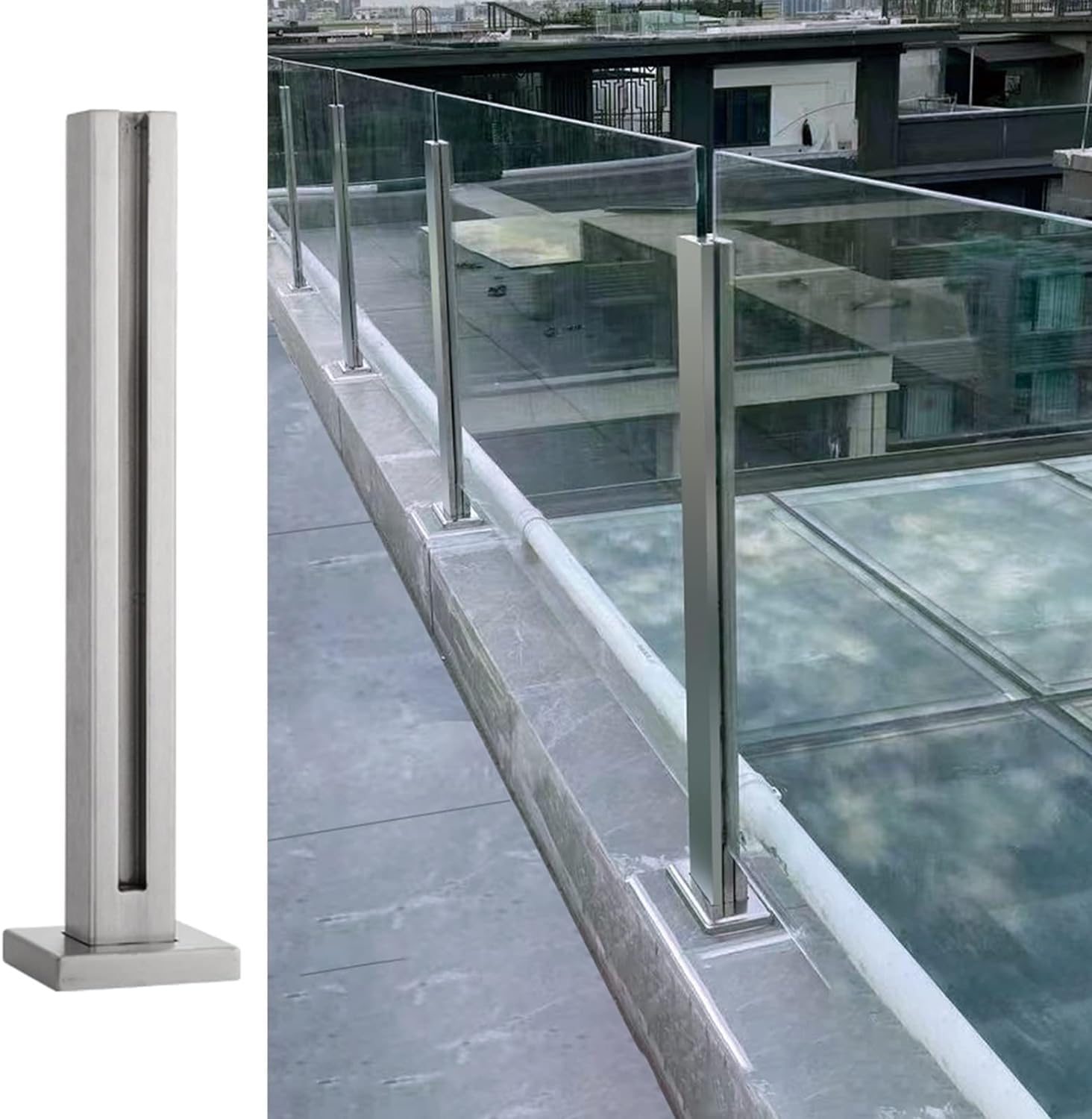 Pince de panneau de verre de garde-corps haut de gamme en version poteau vertical 85cm