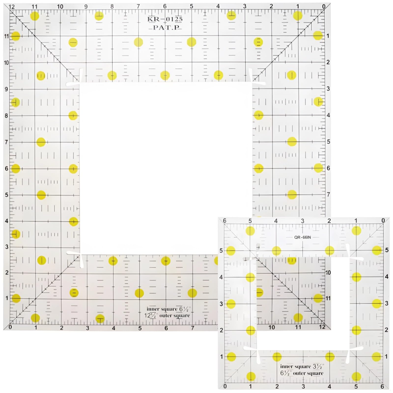 Set of 2 Acrylic Quilting Rulers, Square Templates for Sewing, 6.5 & 12.5 for and Quilting Projects