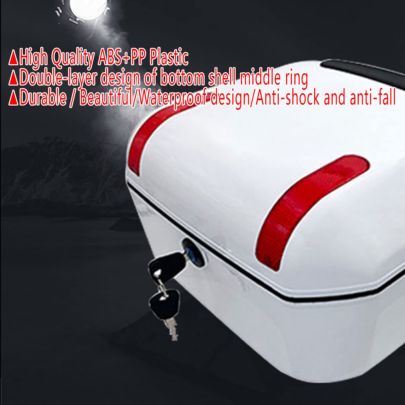 Black Universal Motorcycle Tour Pack Trunk Luggage Tail Box Pack W/ Tail Light E - Foto 13