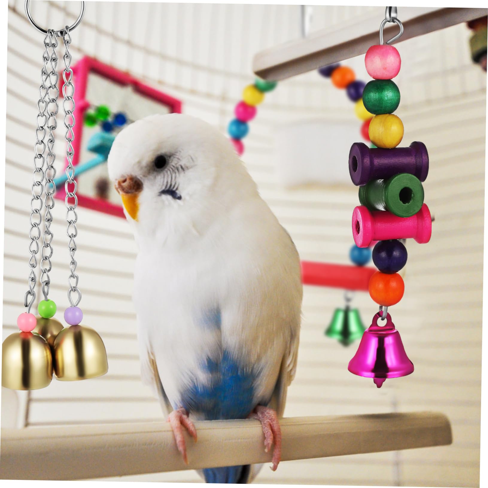 HANABASS 5juegos Columpio y Sonajero para Aves Accesorios para Jaula De Pájaros Juguete Interactivo y Decorativo Instalación Rápida y para Periquitos y Agapornis