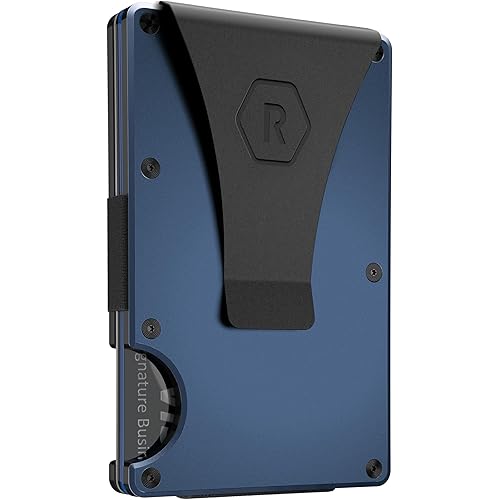 The Ridge Wallet For Men, Slim Wallet For Men - Thin as a Rail, Minimalist Aesthetics, Holds up to 12 Cards, RFID Safe, Blocks Chip Readers, Aluminum Wallet With Money Clip (Navy)