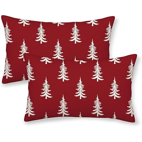 CXMEIFLY Christmas Lumbar Pillow Covers for Outdoor Winter Holiday Decor
