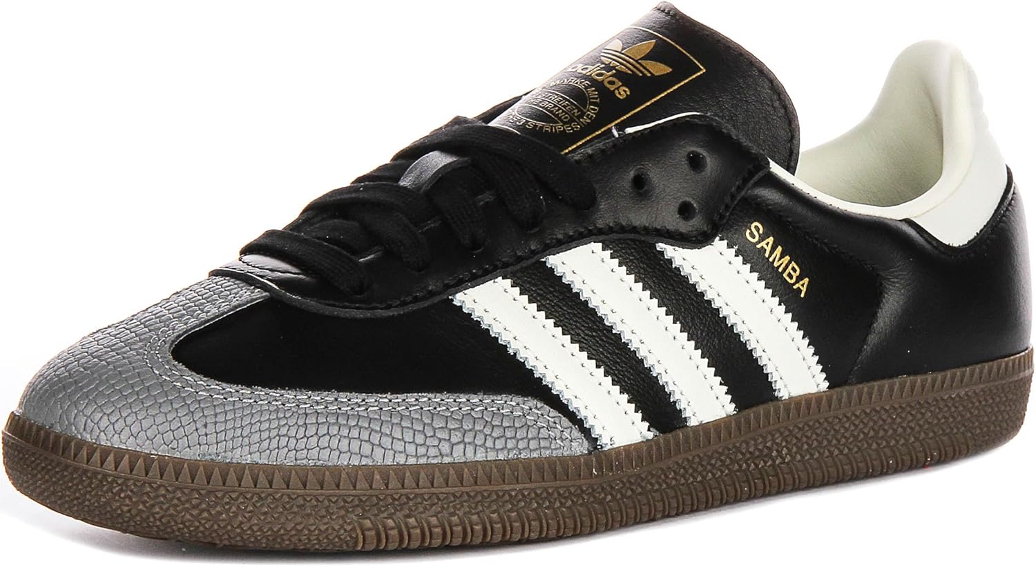 adidas Samba OG Women's Shoes, Core Black/Off White/Gold Metallic, Size 8