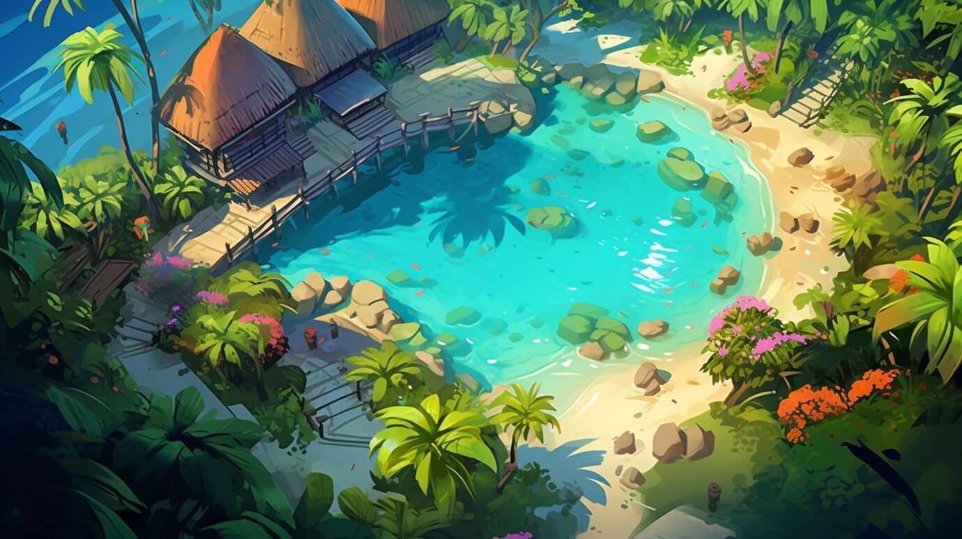 Puzzle 1000 Piece Jigsaw Puzzle for Adults Swimming Pool Party Tropical Garden Intellectual Educational Decompressing Puzzle Family Holiday Puzzle Challenging Family Activity