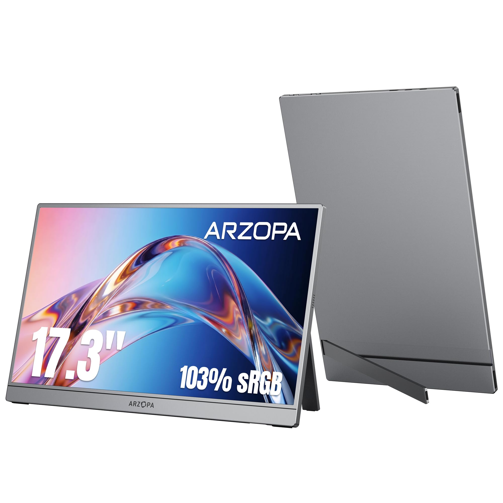ARZOPA Monitor Portatile 17,3" IPS 103% sRGB | Schermo FHD 1080P | HDR10 | Ultra Sottile 9.3mm | Altoparlanti Integrati | Plug & Play per Laptop, PC, Mac, Console - Z1C PLUS