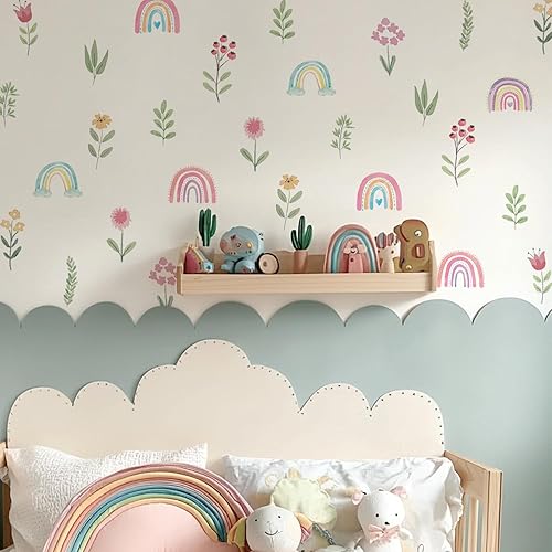 Miniatura 80 de QUCHENG Calcomanías de pared bohemias para dormitorio de niñas, calcomanías de pared extraíbles para habitación de niños, decoración de habitación