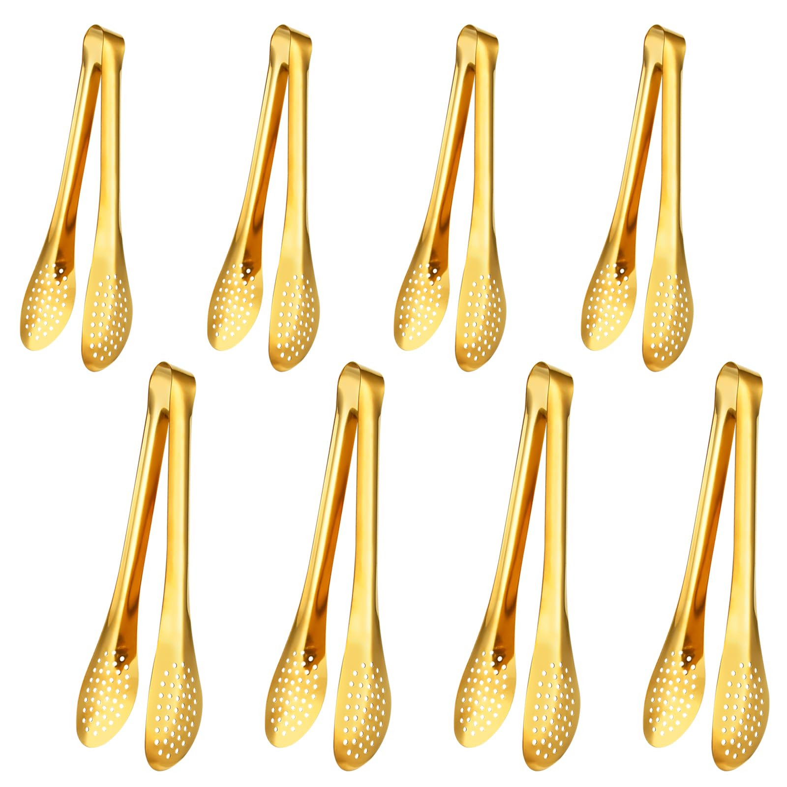 Lot de 8 pinces de service dorées de 22,9 cm et 30,5 cm, en acier inoxydable pour servir des aliments, pinces de service pour fête, cuisine, restaurant
