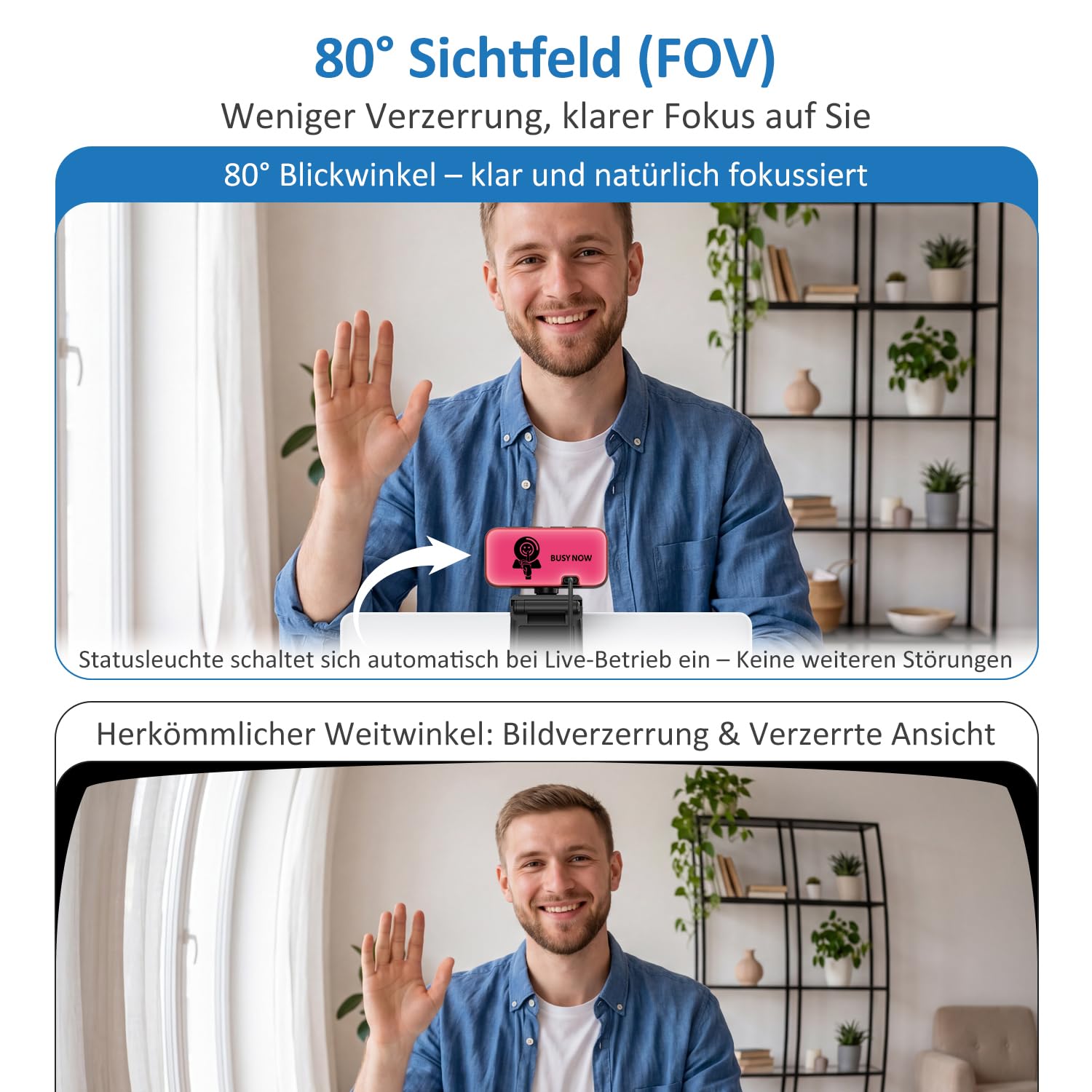Webcam 4K, Autofokus PC Kamera mit Mikrofon für Laptop
