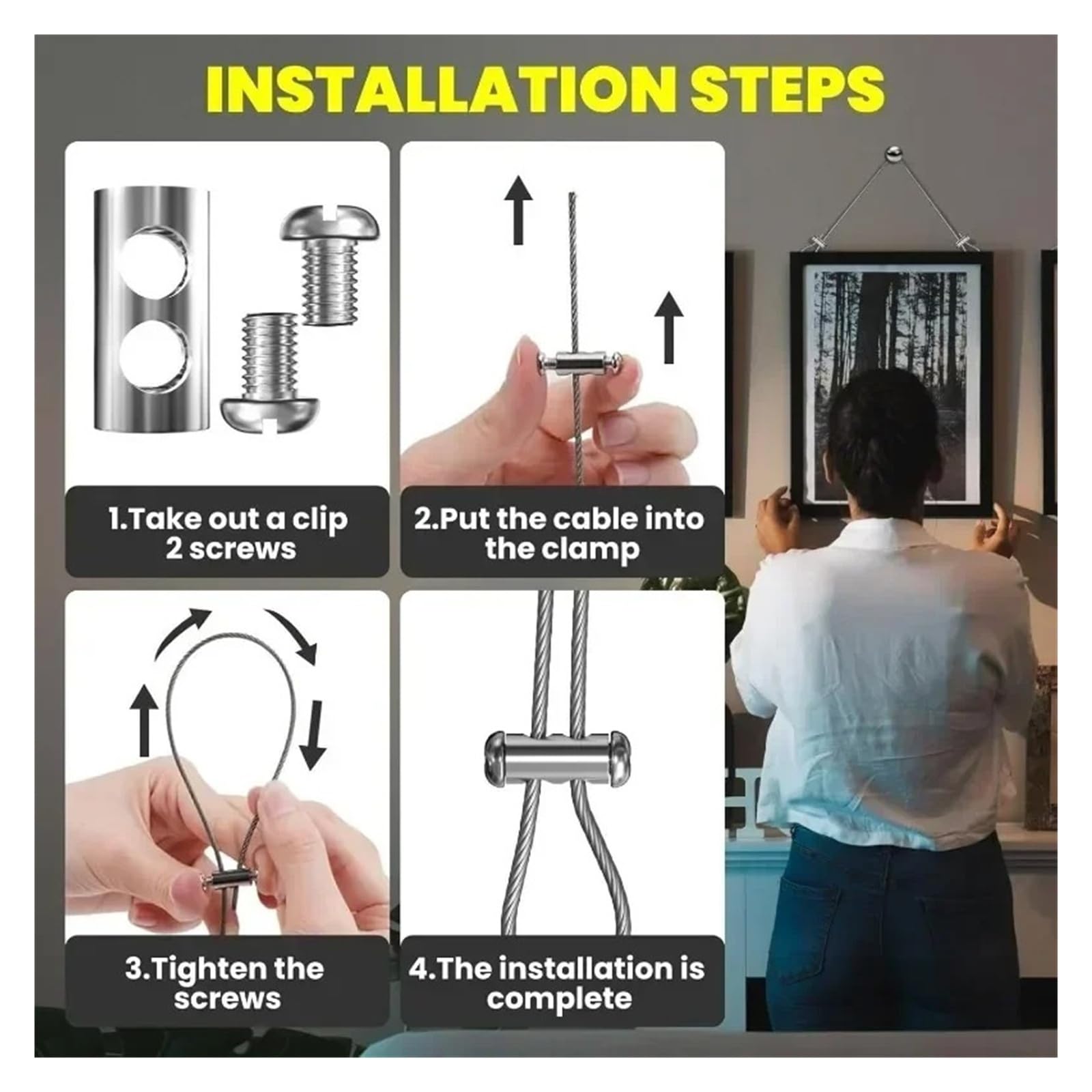 10/100 pezzi, clip a doppio foro per cavi a sospensione, clip per cavi di sospensione placcati in rame, per fissaggio sicuro e sollevamento (50 pezzi)