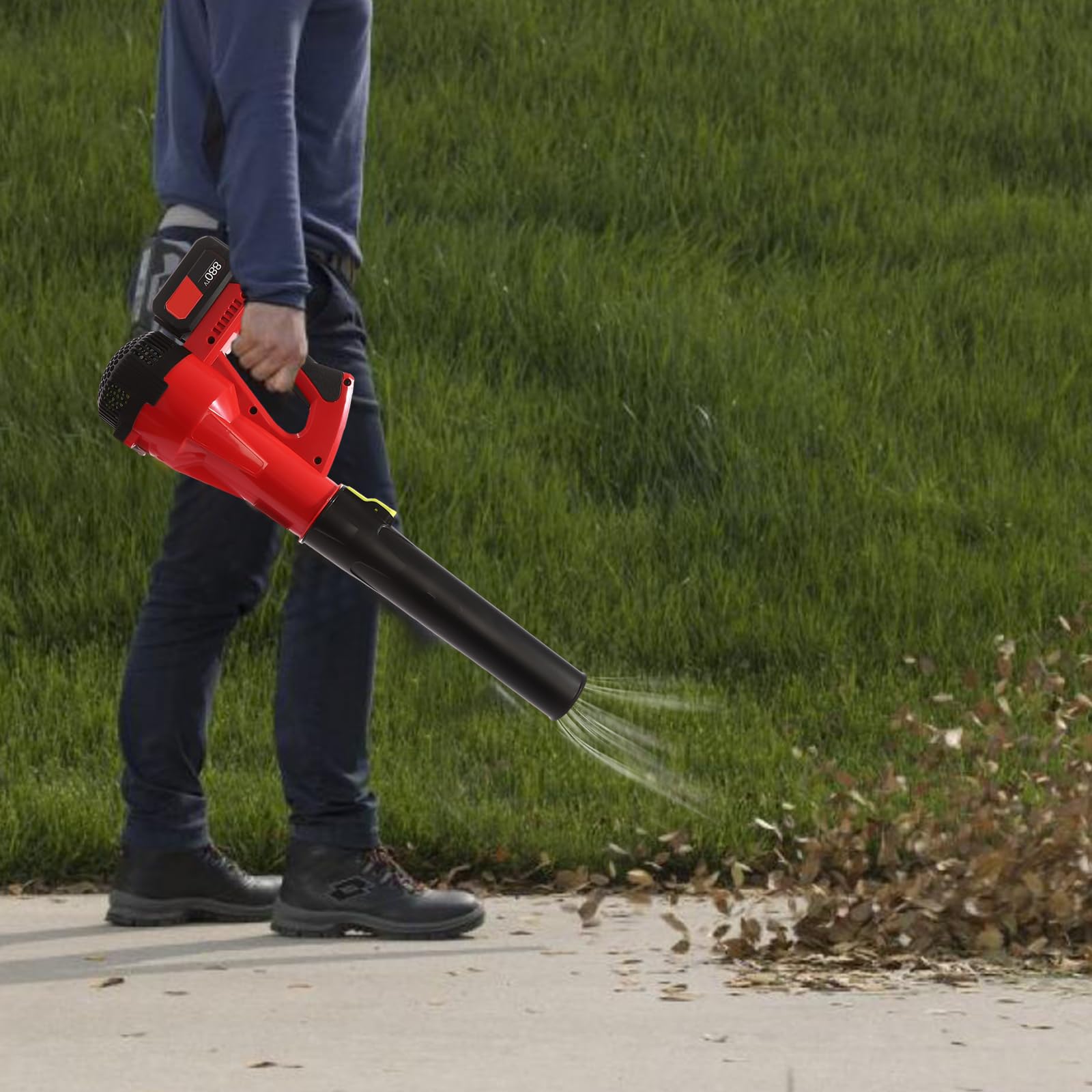 Soplador de Hojas de Mano con batería 580m³/20482.50ft³/ h, 22000RPM de Nieve Ligero portátil, soplador pequeño eléctrico de jardín para el Cuidado del césped, Patio, Entrada