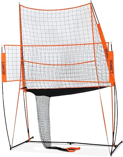 Miniatura 8 de Bownet Estación de práctica de voleibol deportivo naranja 8 x 11 pies red de práctica de Bow-VB