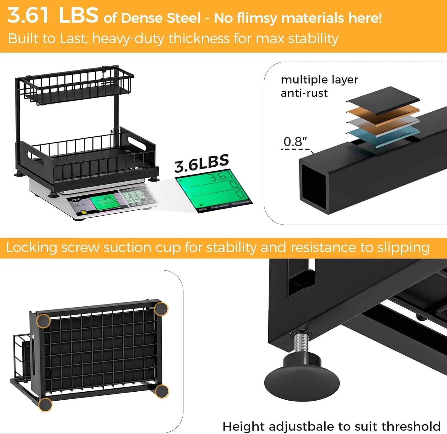 Küchen organizer, Metall Spülschrank organizer, Unterschrank Organizer, Herausgleiten Ausziehbares Putzmittel Organizer für Schrank, Bad(Schwarz)