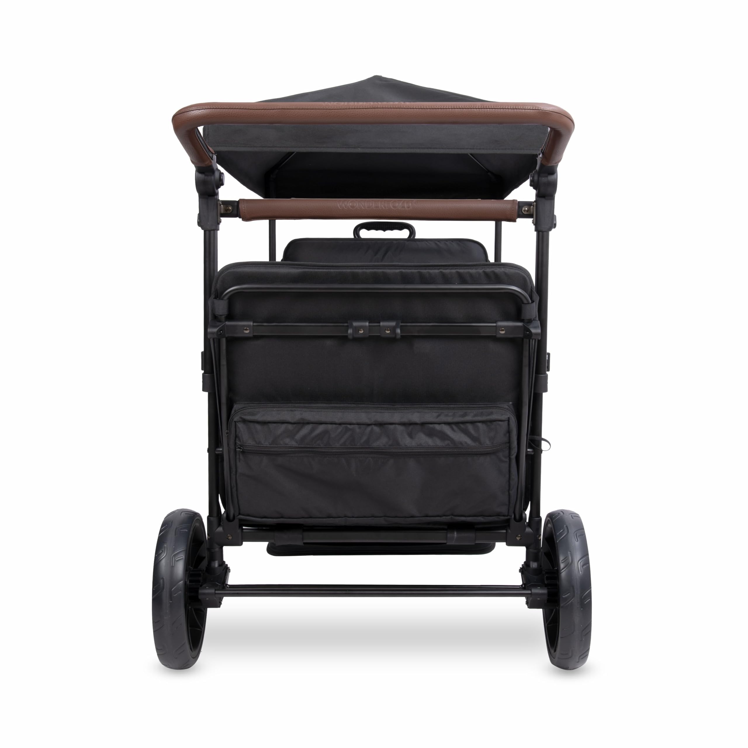WONDERFOLD X4R Rev Passeggino Wagon (4 posti) – Passeggino pieghevole con cinture di sicurezza a 5 punti, sedili reclinabili e vano piedi, nero