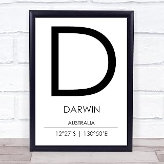 Darwin Australia Coordinates World City Travel Quote Wall Art Print