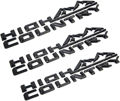 Miniatura 1 de 3X 2019-2023 Tahoe Silverado High Country Fender - Emblema 3D de repuesto para puerta trasera de High Country (negro brillante)