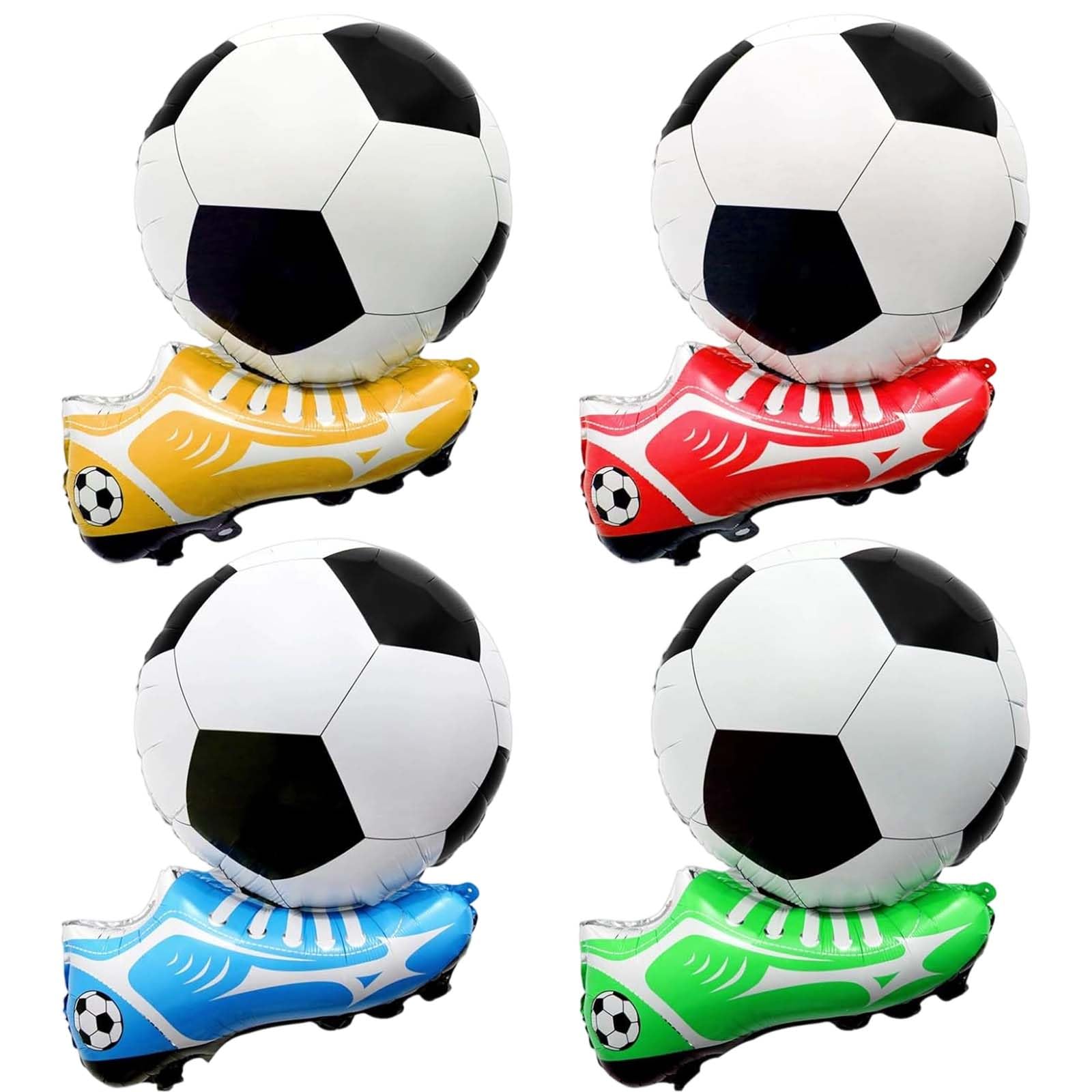 4 Pcs Soccer Balloons Set, Reusable 3D Football Balloons, Helium & Air Inflatable,Football Theme Party Decor for Birthday & Match Viewing Events
