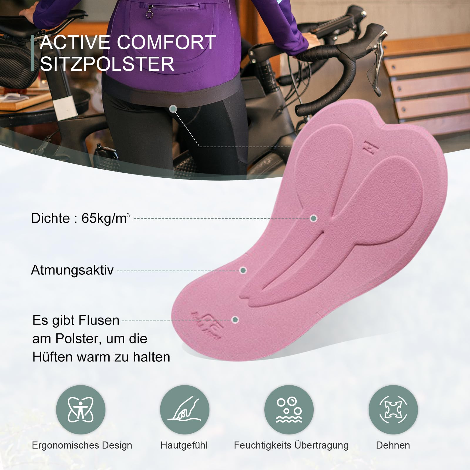 Santic Pantaloni lunghi da ciclismo da donna, con imbottitura, chiusura lampo termica sulla parte inferiore della gamba, super elastici e caldi