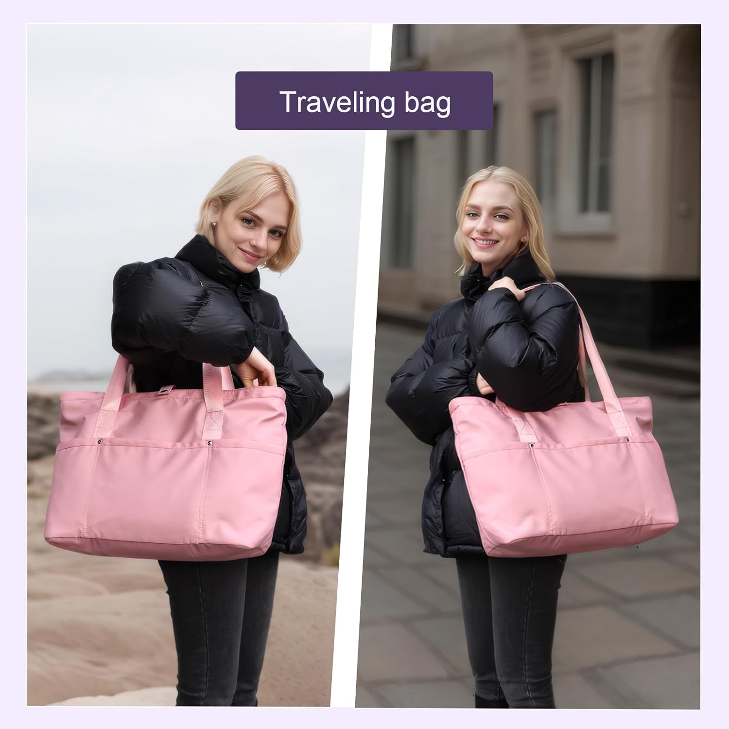 Work Bags for Women- Nursing Clinical Bag with Zipper Large Foldable Travel Bag Water-Resistant Handbag - Image 2