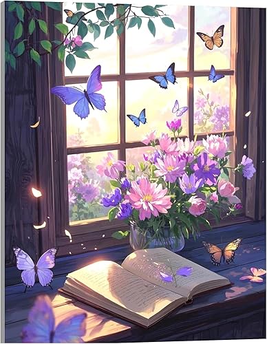 Miniatura 8 de TINDAY Kit de pintura al óleo por números para adultos, pintura por números, para principiantes, pintura en lienzo por números, pintura acrílica,