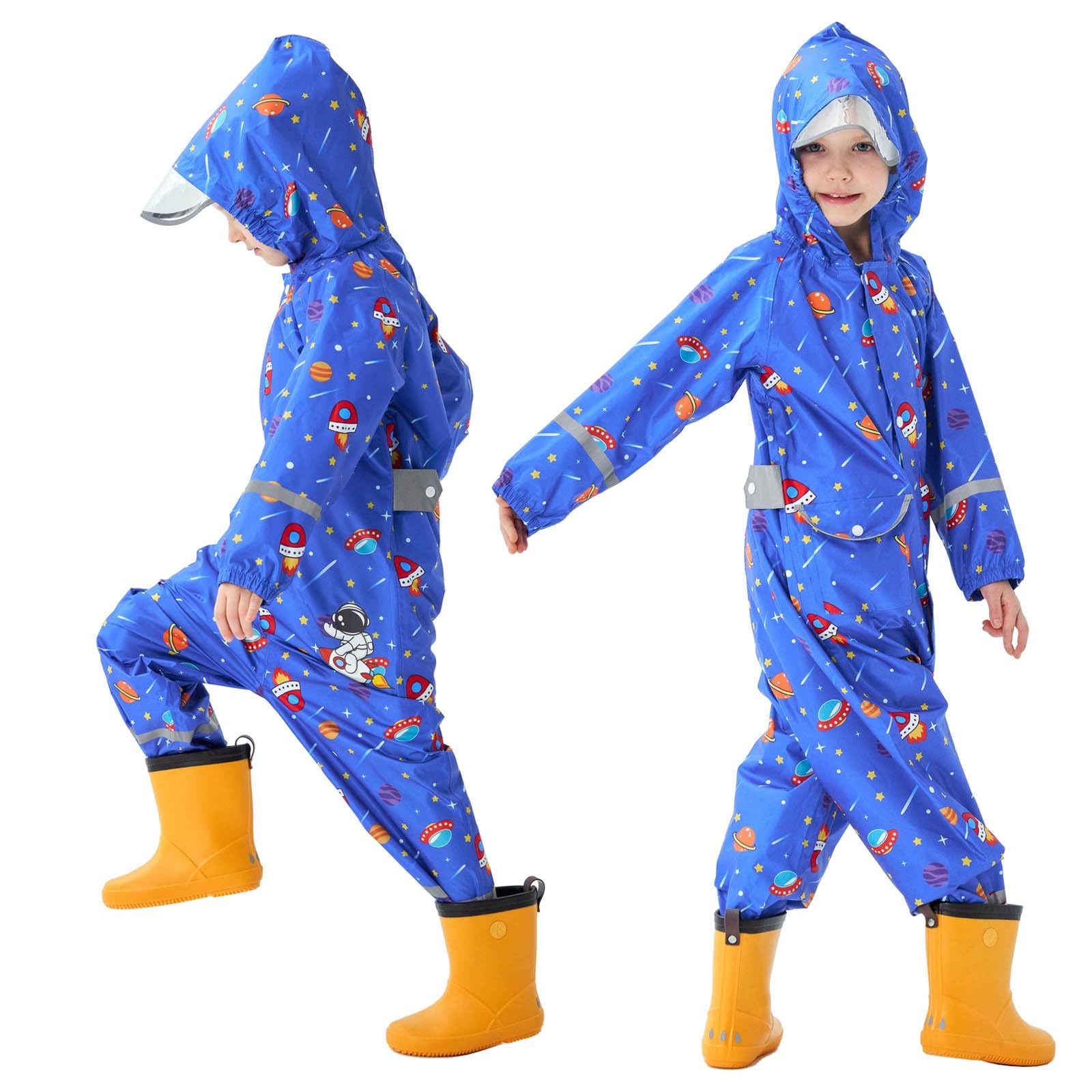 Generico Giacca Da Pioggia Bambino,Poncho Antipioggia Per Bambini Con Inserti Riflettenti Ideale Per Il Gioco All'Aperto Di Bambini E Bambine