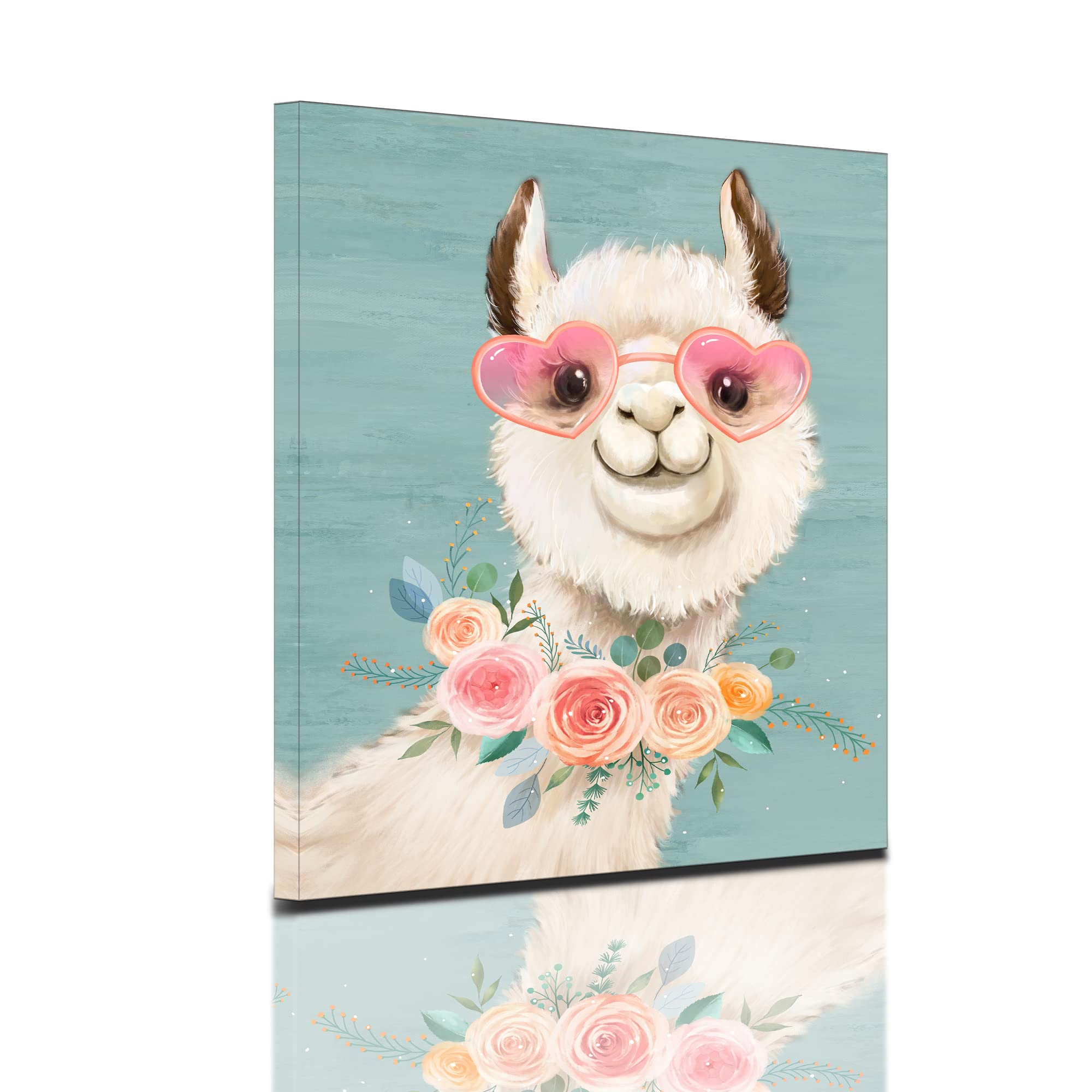 Pangoo Art Alpaca and Llama Canvas Wall Art with Frame - Cute Animal Posters for Office, Living Room, Bedroom and Bathroom - 12x16 inch