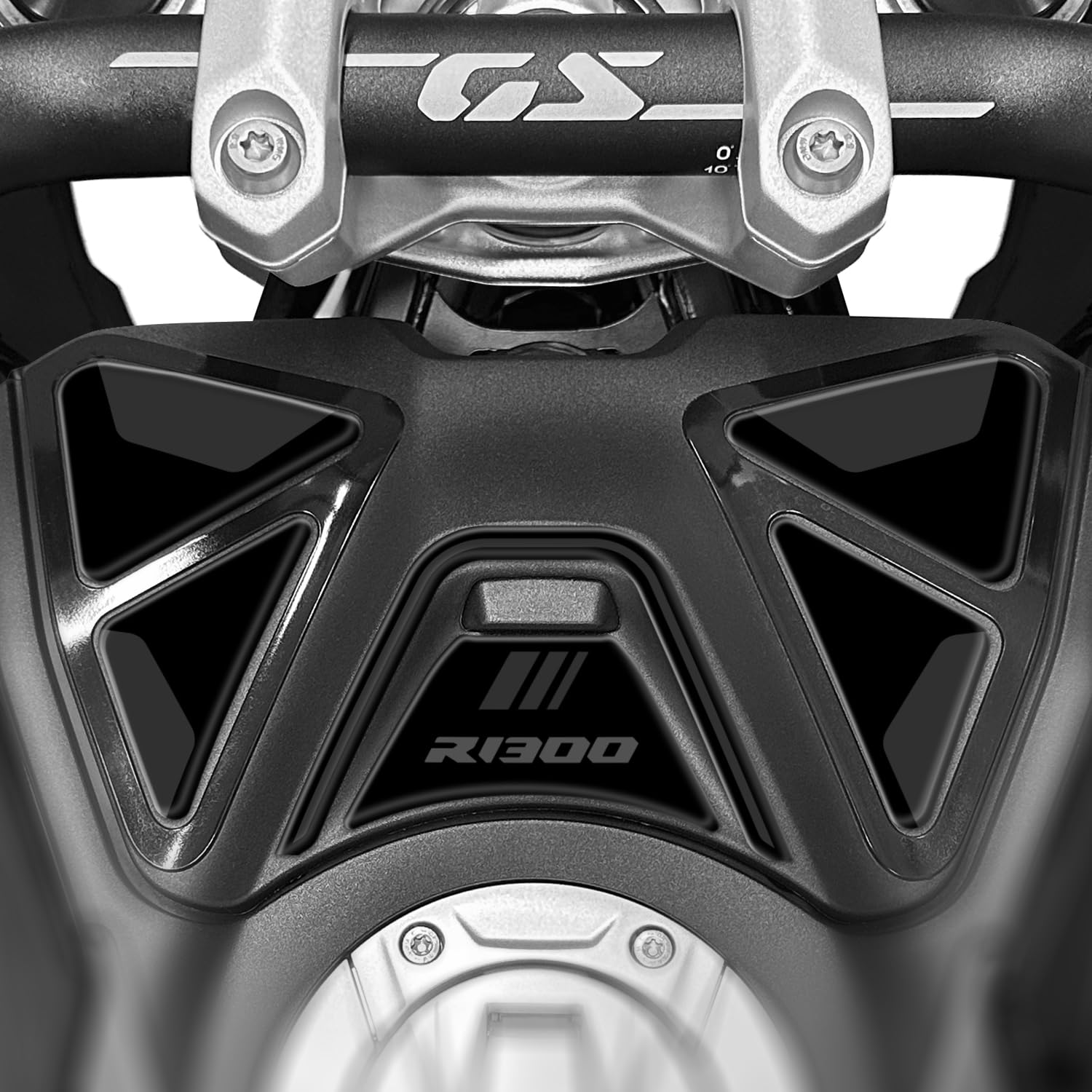 AZ graphishop KIT Autocollants pour BOÎTE À Gants en RÉSINE 3D Compatible avec BMW R 1300 GS À PARTIR DE 2024 AST-003 (Triple Noir)