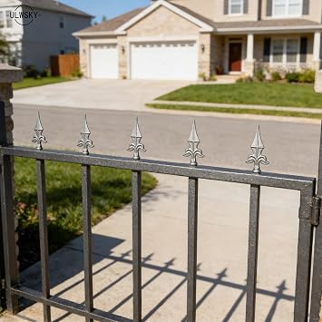 6Pcs Cast Iron Fence Finials - Trident Spear Shaped Fence Finials Topper Silver Rail Caps for Wood Metal Spires Yard Villa Garden Lawn Farm Decoration
