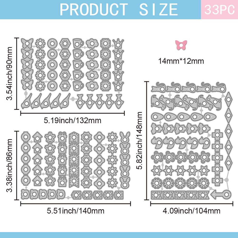 GLOBLELAND Page Tab Hole Reinforcement Cutting Dies for DIY Scrapbooking Metal Geometric Craft Cut Dies Page Reinforcements Frame Die Cuts for Card Making Embossing - Image 2